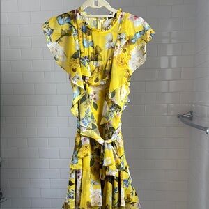 Marissa Webb Yellow Ruffled Mini Dress for Wedding Guests